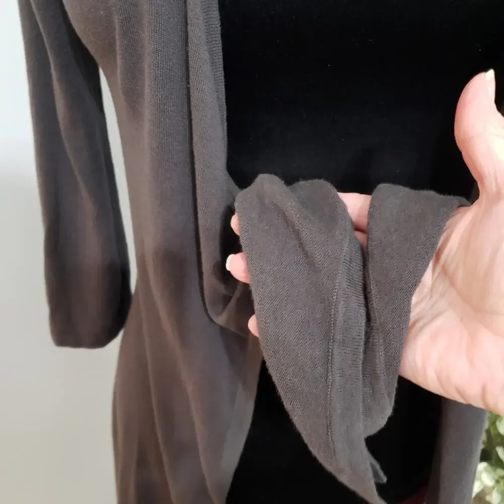 Cabi Cotton Tie Knot Cotton Knit Long Sleeve Gray Cardigan‎ Small